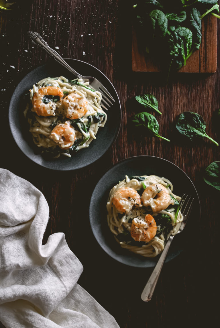 Shrimp Spinach Alfredo Pasta